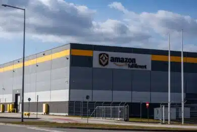 Amazon company warehouse building.