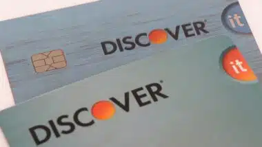 Isolated DISCOVER credit cards.