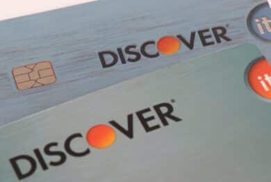 Isolated DISCOVER credit cards.
