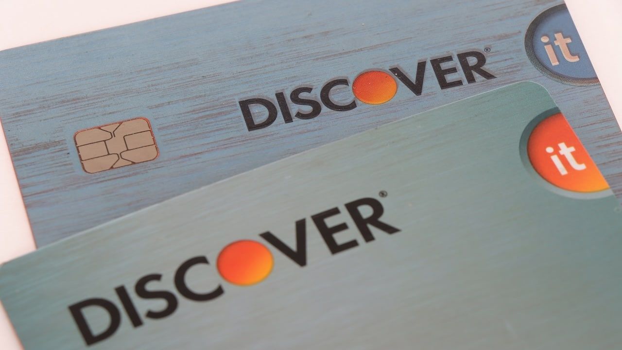Isolated DISCOVER credit cards.