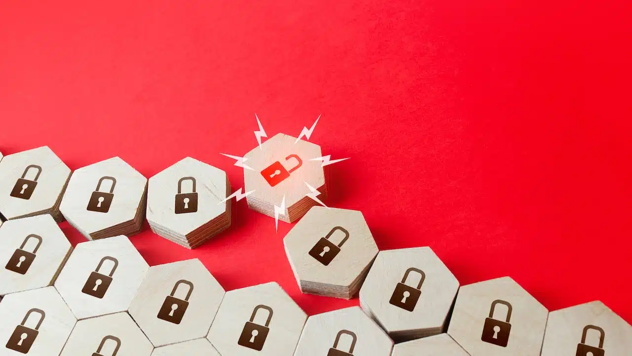 Corporate data leakage. Hacker attack concept
