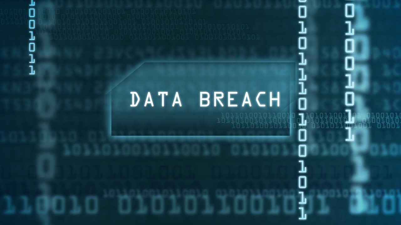 Illustration of Cybersecurity concept, DATA BREACH on the digital screen