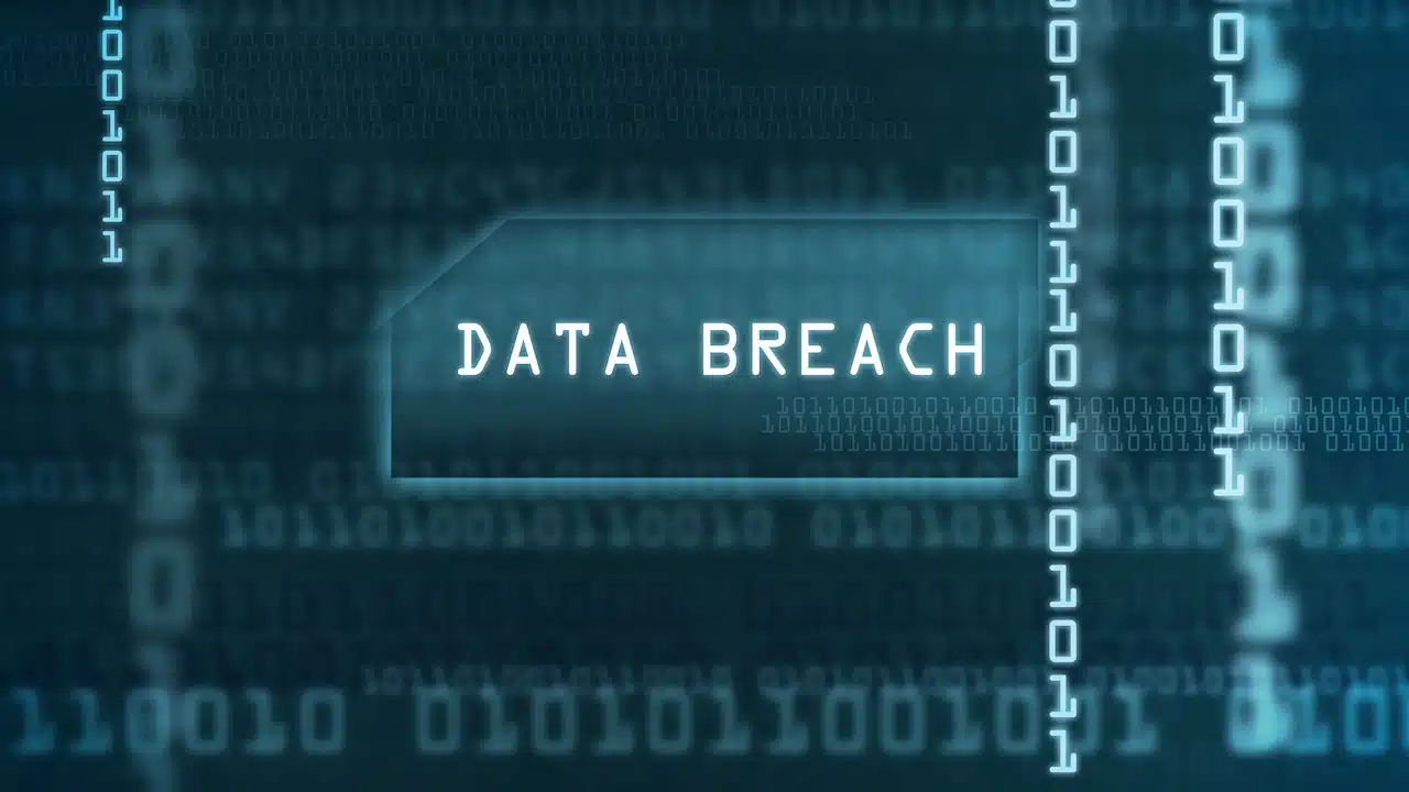 Illustration of Cybersecurity concept, DATA BREACH on the digital screen