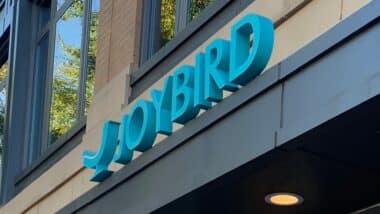 JOYBIRD retail brand logo sign at store entrance