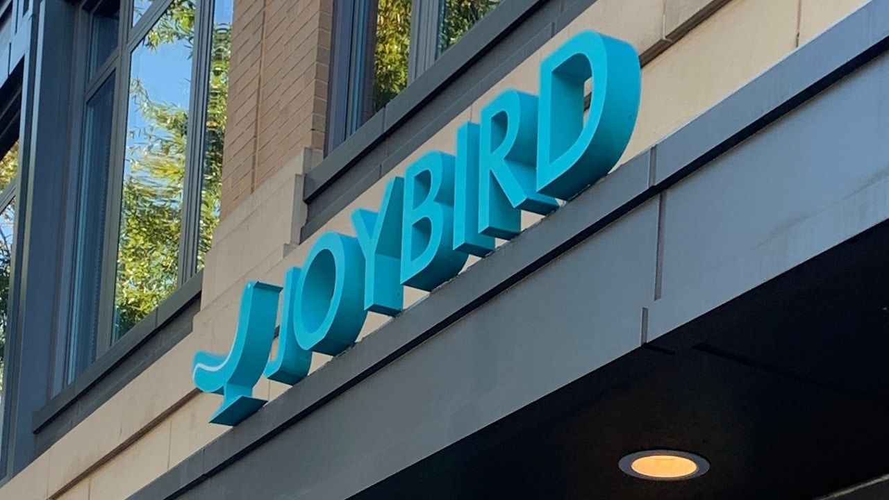 JOYBIRD retail brand logo sign at store entrance