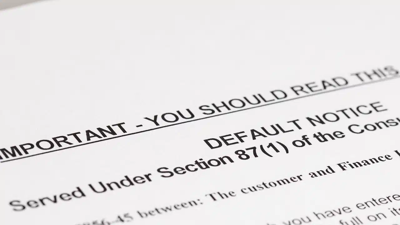 A copy of a letter stating a law, Default Notice, no genuine customer