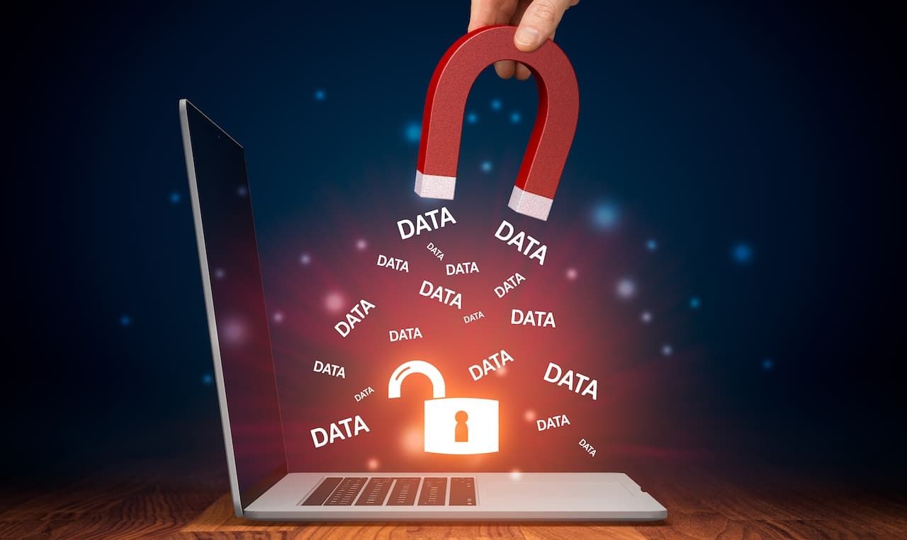 Leaked data, data breach, cybersecurity and hacked stolen data concepts.