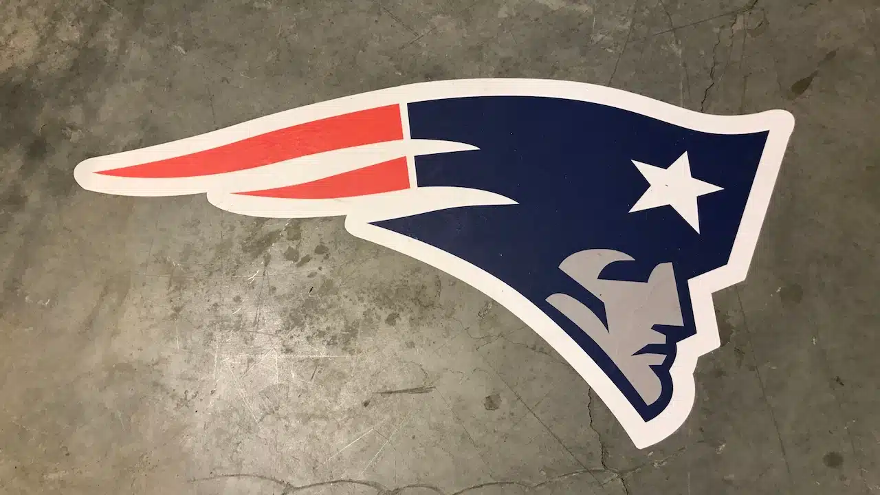 New England Patriots decal on the ground in the Mall in Minneapolis.