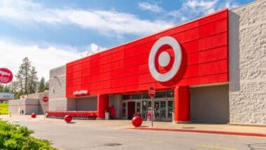 General view of the facade, logo and entrance of a Target department store in the city of Spokane, Washington USA.