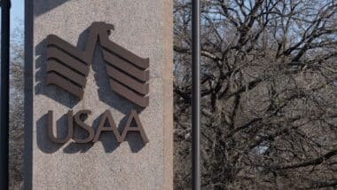USAA sign at its headquarters