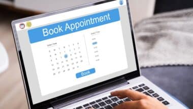 Booking Meeting Appointment On Laptop Computer Online