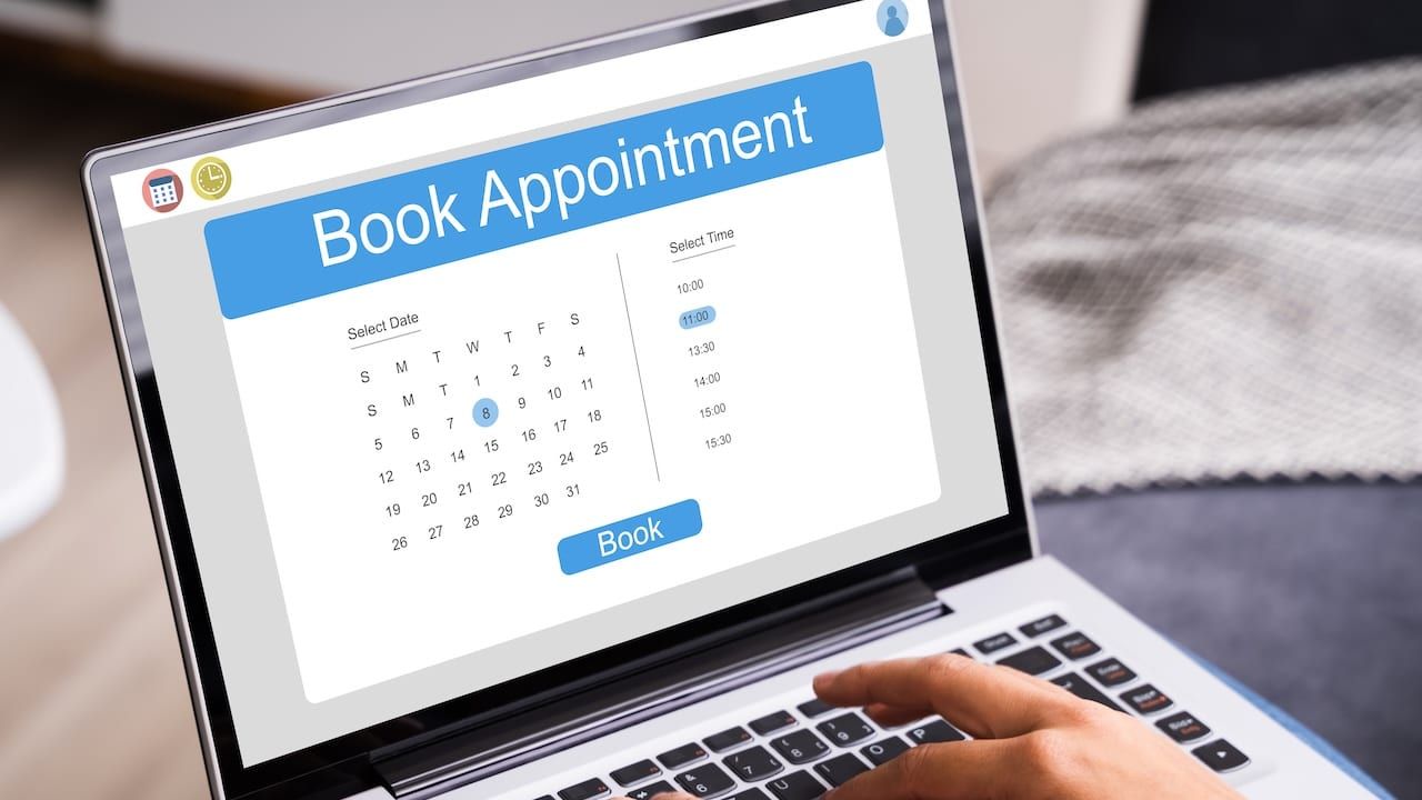 Booking Meeting Appointment On Laptop Computer Online