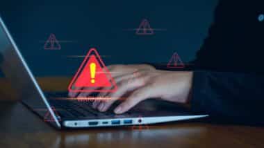 Malicious software, virus and cybercrime, System warning hacked alert, cyberattack on online network, data breach, risk of website.