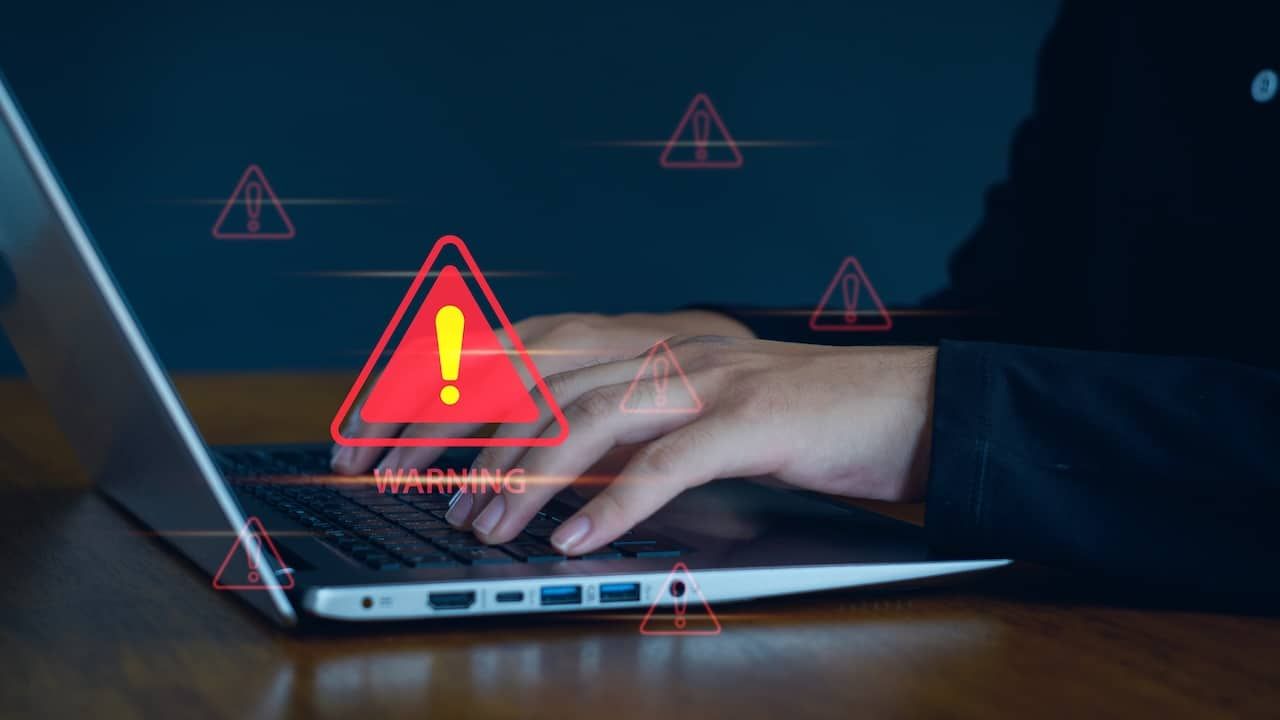 Malicious software, virus and cybercrime, System warning hacked alert, cyberattack on online network, data breach, risk of website.