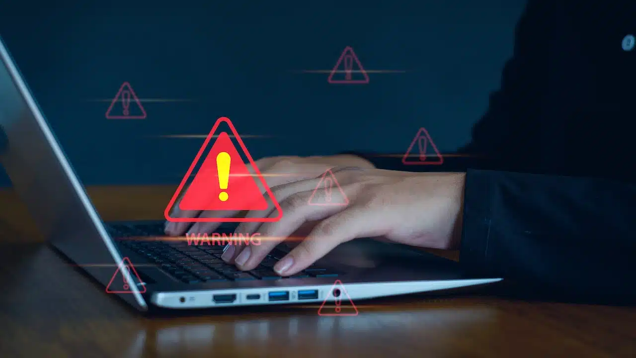 Malicious software, virus and cybercrime, System warning hacked alert, cyberattack on online network, data breach, risk of website.