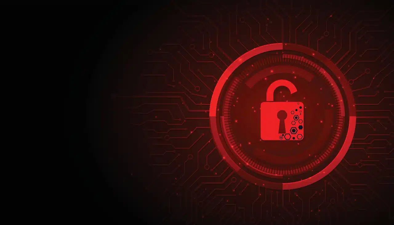 Concept of destroyed cyber security.