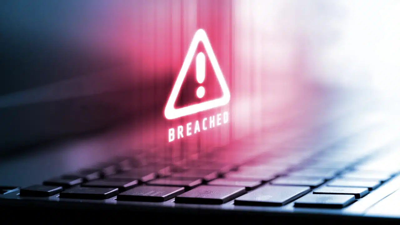 3D Rendering of alert logo on laptop computer.