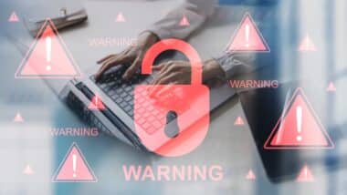 Critical Cybersecurity Breach Warning with Data Protection Risks.