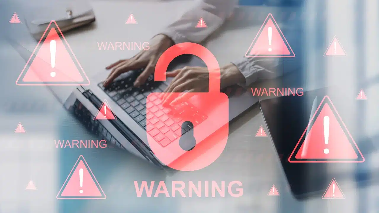 Critical Cybersecurity Breach Warning with Data Protection Risks.