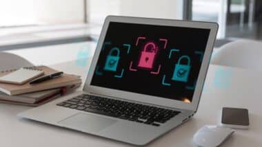 smart security notification on labtop screen alarm when security breached