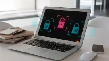 smart security notification on labtop screen alarm when security breached