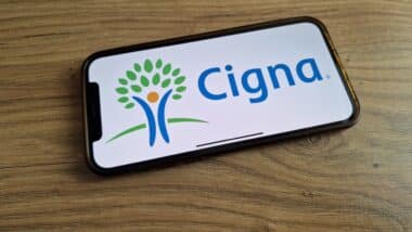 Cigna healthcare insurance company logo displayed on mobile phone screen