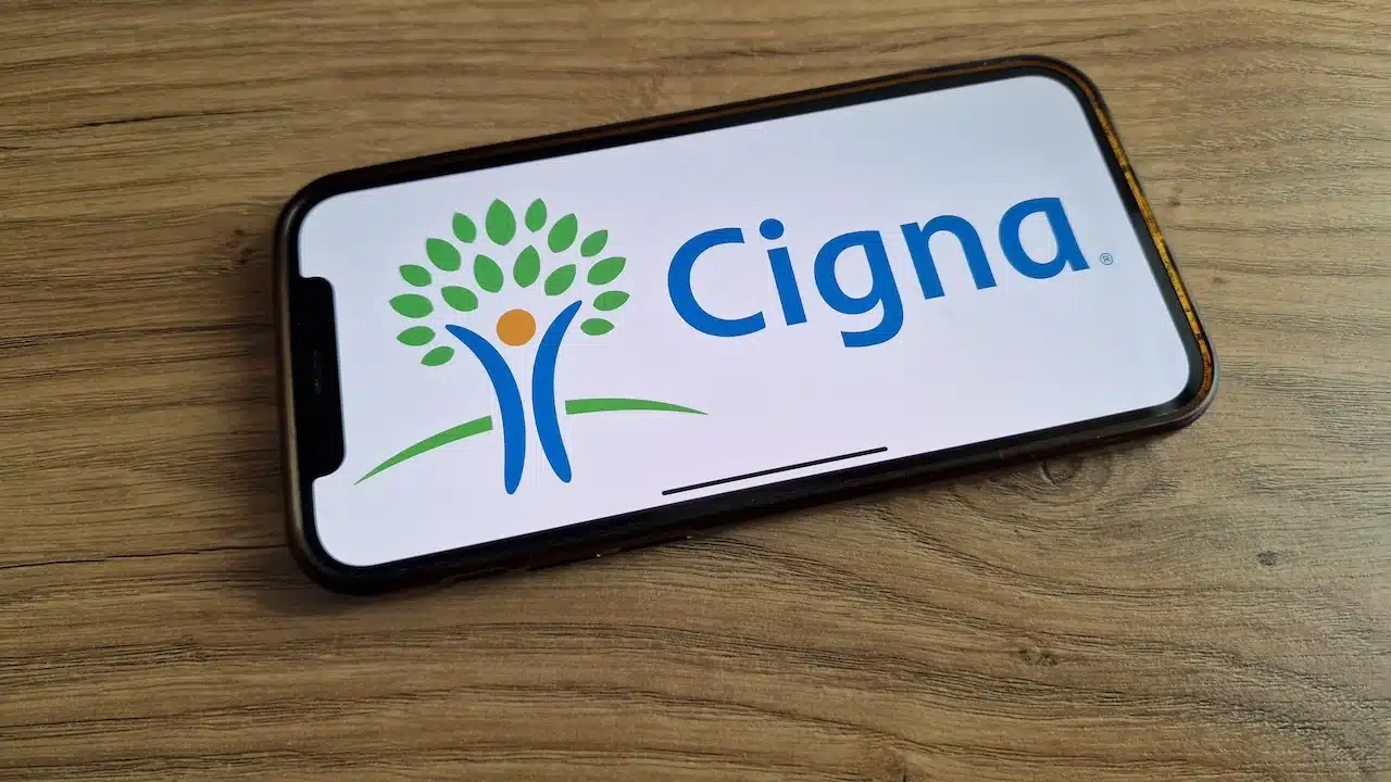 Cigna healthcare insurance company logo displayed on mobile phone screen