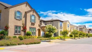 Row of townhomes on a Sunny day in California