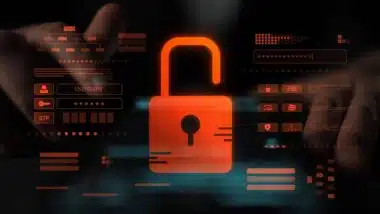 Digital security concept illustrating a cybersecurity breach, with a red unlocked padlock indicating data exposure among secure systems