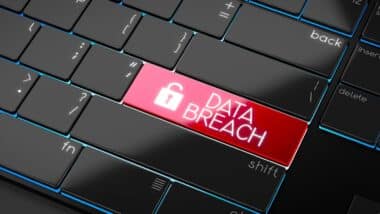 modern computer keyboard with Data Breach written on keys