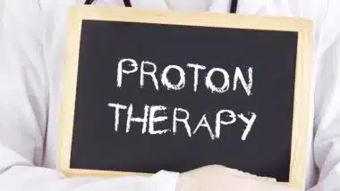 Doctor shows information: proton therapy