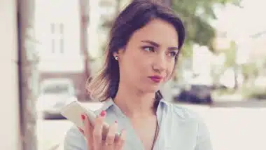 Frustrated annoyed sad woman with mobile phone.