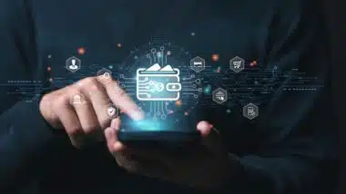 Businessman Hand Using smartphone for Online Payment by Digital Wallet.