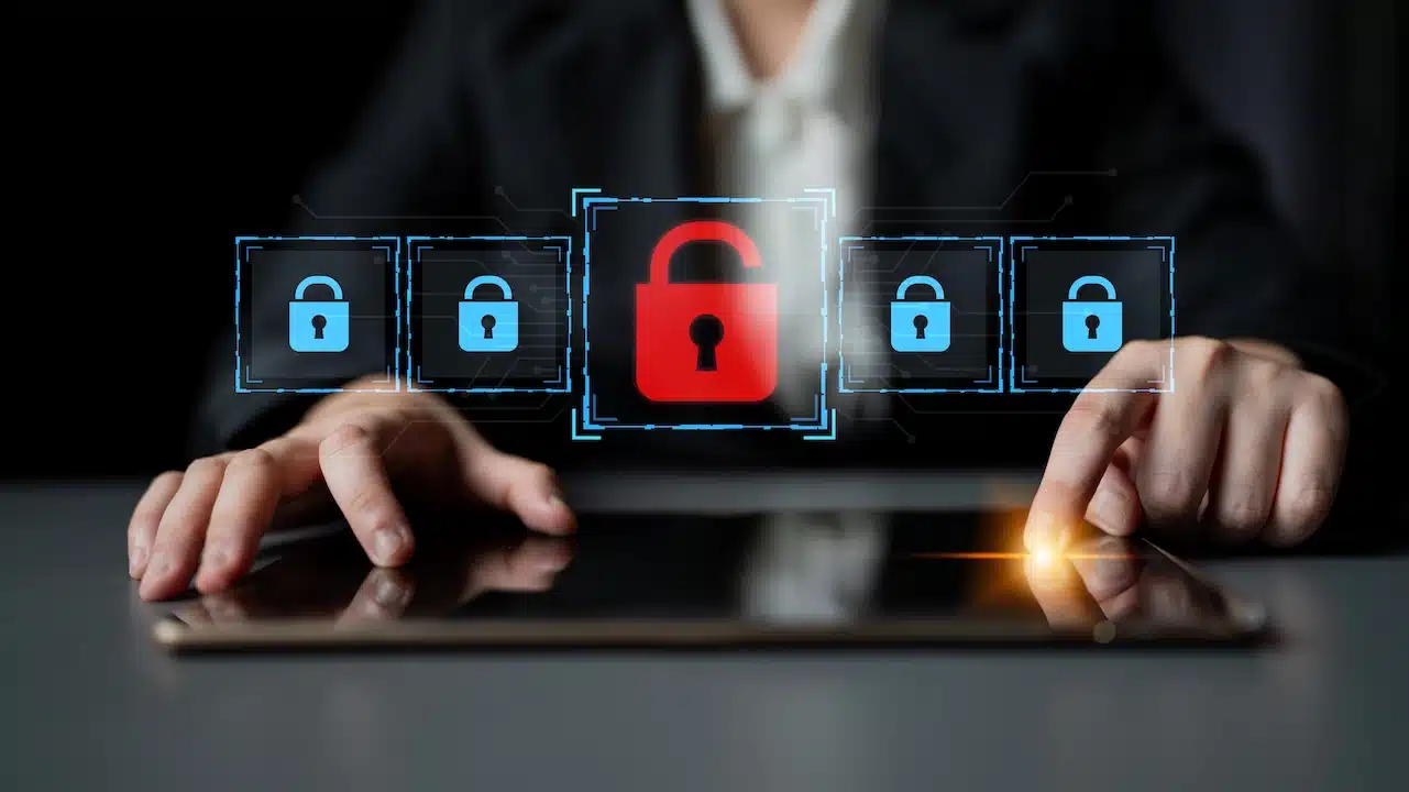 Digital security concept illustrating a cybersecurity breach