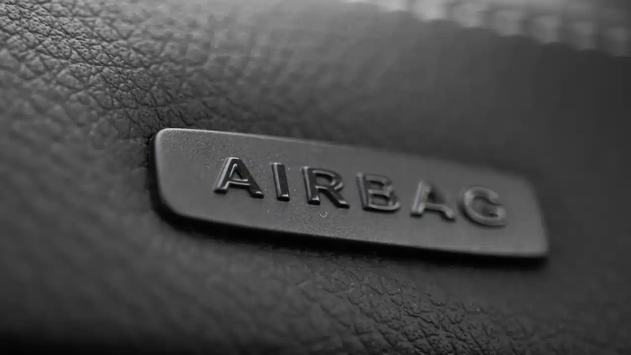 Safety airbag sign on car