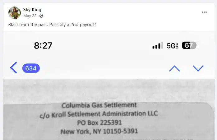 ColumbiaGasFB5-22-24 checks in the mail