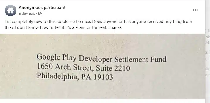 GooglePlayDeveloperFB6-20-24 checks in the mail