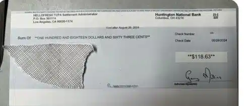 HelloFreshTCPAFB6-3-24 checks in the mail