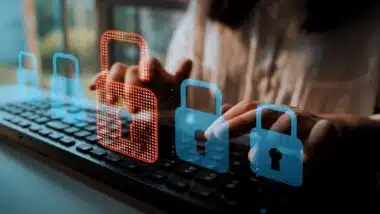 Digital security concept illustrating a cybersecurity breach,