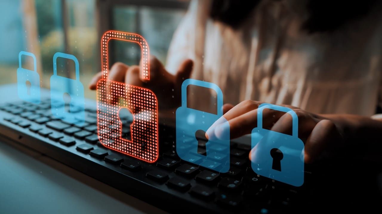 Digital security concept illustrating a cybersecurity breach,