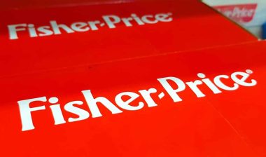 Close up of Fisher-Price logo, representing Fisher-Price Rock 'n Play Sleeper settlement.