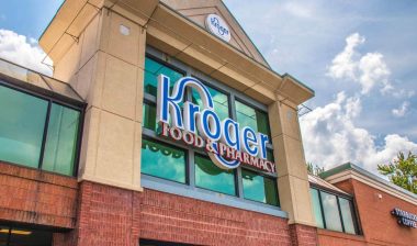 Close up of Kroger storefront signage, representing the Kroger guacamole, salsa recall.