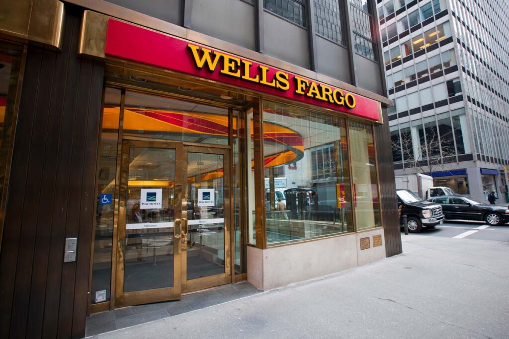 Exterior of a Wells Fargo location, representing Wells Fargo 'free trial' marketing class action.