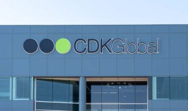 Close up of CDKGlobal signage on its headquarters building in Silicon Valley, representing the CDK data breach.