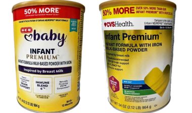 Product photo of recalled baby formulas, representing the infant formula recall.