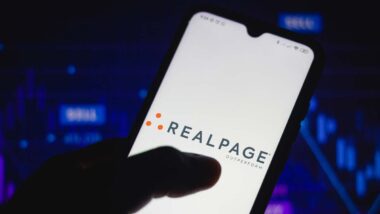 RealPage logo displayed on a smartphone screen, representing the RealPage lawsuit.