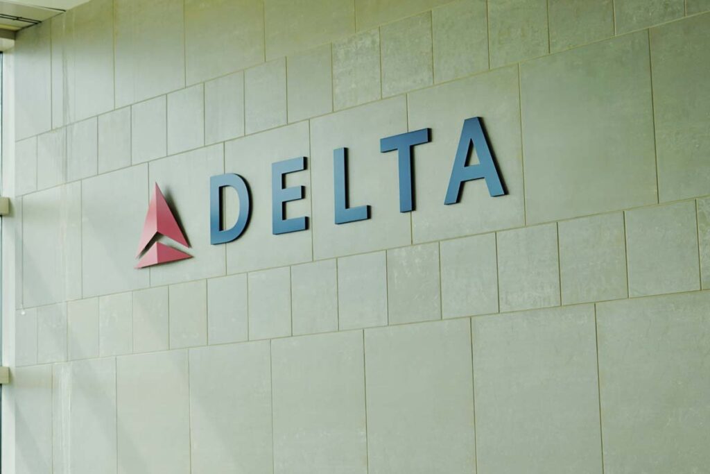 Delta signage in an airport, representing the Delta class action.