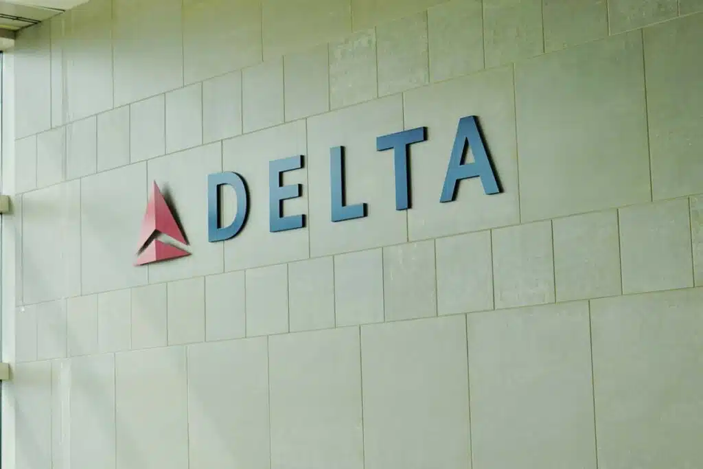 Delta signage in an airport, representing the Delta class action.