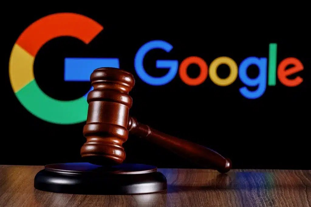 Google Logo and Judge's mallet representing the Google trial.