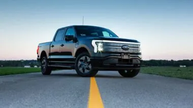 A gray Ford F-150 on a road, representing the Ford F-150 recall.